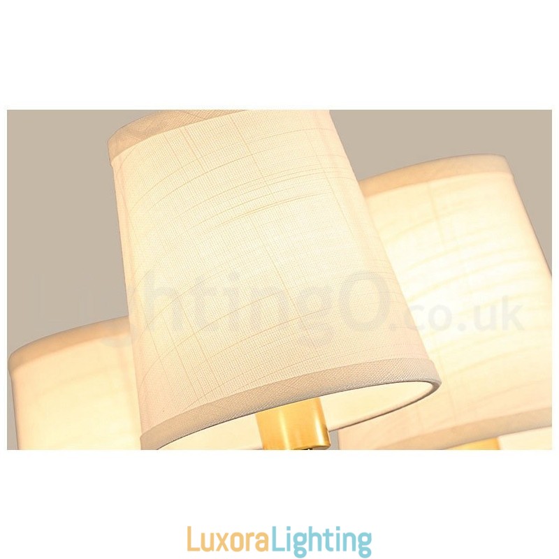 Designer Touch Decorative Pure Brass Large Luxurious Rustic Retro Vintage Brass Pendant Chandelier with Fabric Shades