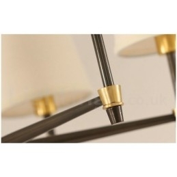 Designer Touch Decorative Pure Brass Large Luxurious Rustic Retro Vintage Brass Pendant Chandelier with Fabric Shades