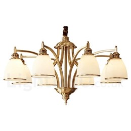 Designer Touch Decorative Pure Brass Large Luxurious Rustic Retro Vintage Brass Pendant Chandelier with Glass Shades