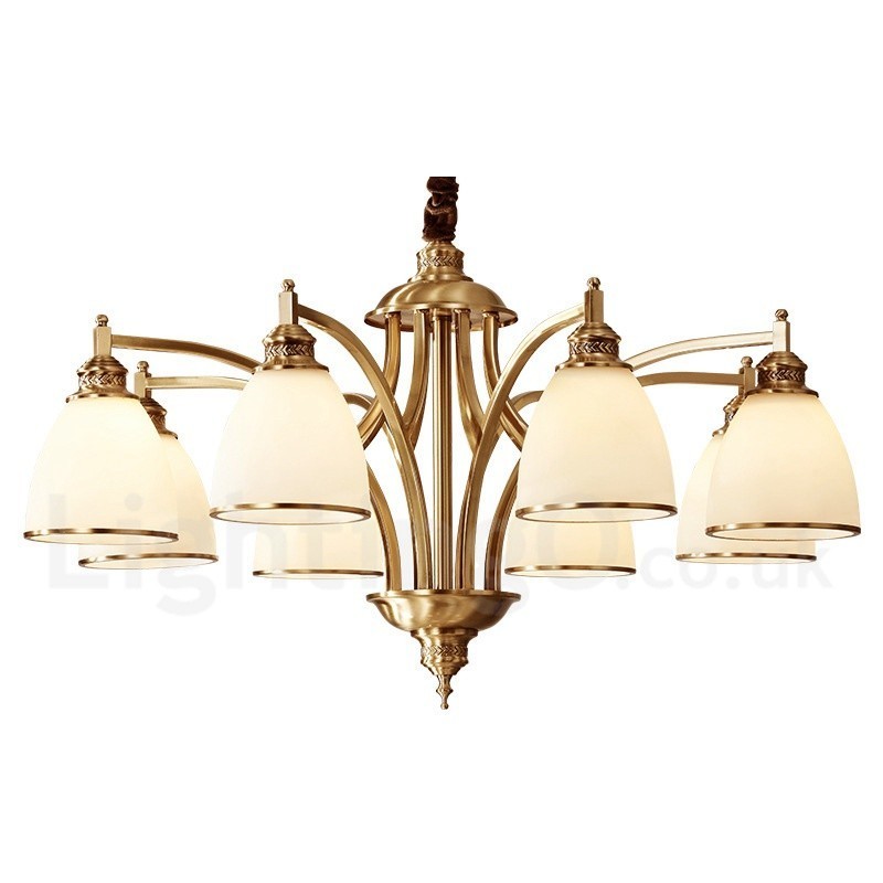 Designer Touch Decorative Pure Brass Large Luxurious Rustic Retro Vintage Brass Pendant Chandelier with Glass Shades