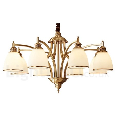 Designer Touch Decorative Pure Brass Large Luxurious Rustic Retro Vintage Brass Pendant Chandelier with Glass Shades
