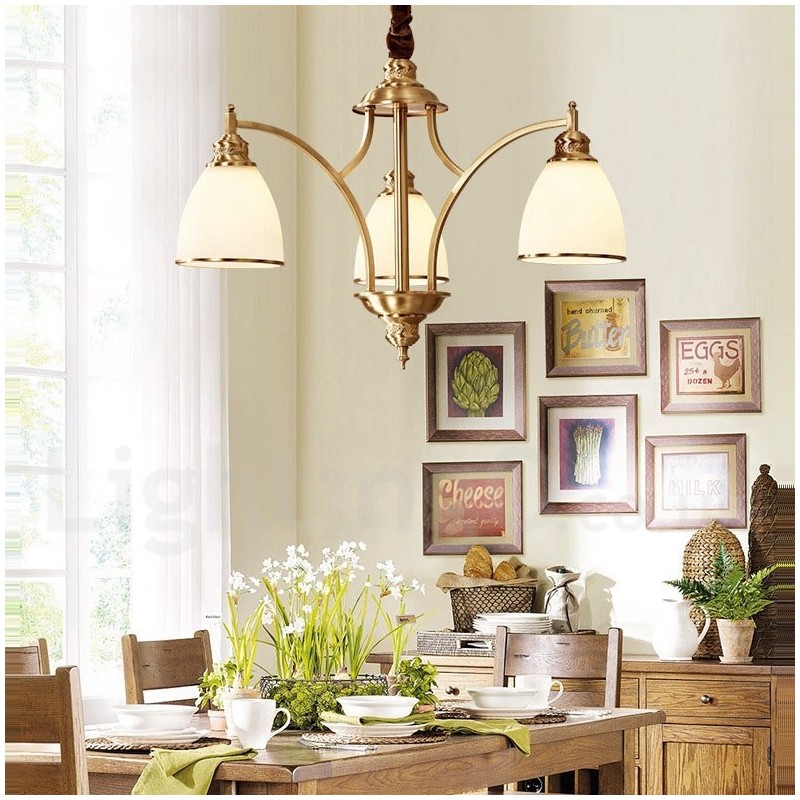 Designer Touch Decorative Pure Brass Large Luxurious Rustic Retro Vintage Brass Pendant Chandelier with Glass Shades