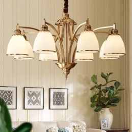 Designer Touch Decorative Pure Brass Large Luxurious Rustic Retro Vintage Brass Pendant Chandelier with Glass Shades