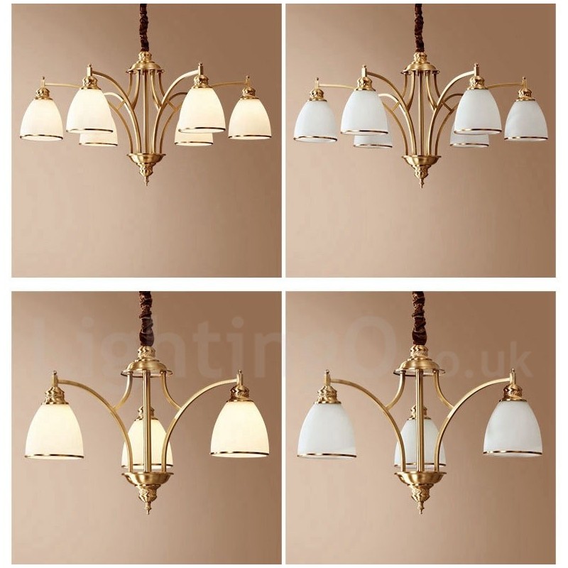 Designer Touch Decorative Pure Brass Large Luxurious Rustic Retro Vintage Brass Pendant Chandelier with Glass Shades