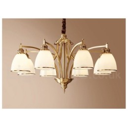 Designer Touch Decorative Pure Brass Large Luxurious Rustic Retro Vintage Brass Pendant Chandelier with Glass Shades