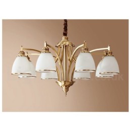 Designer Touch Decorative Pure Brass Large Luxurious Rustic Retro Vintage Brass Pendant Chandelier with Glass Shades