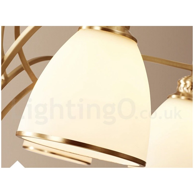 Designer Touch Decorative Pure Brass Large Luxurious Rustic Retro Vintage Brass Pendant Chandelier with Glass Shades