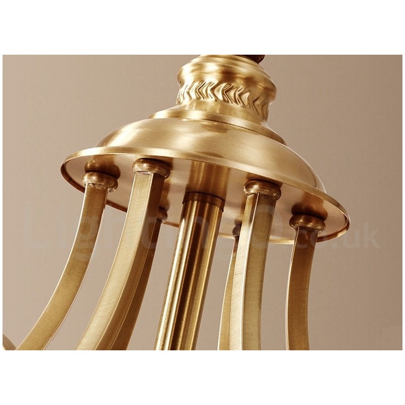 Designer Touch Decorative Pure Brass Large Luxurious Rustic Retro Vintage Brass Pendant Chandelier with Glass Shades