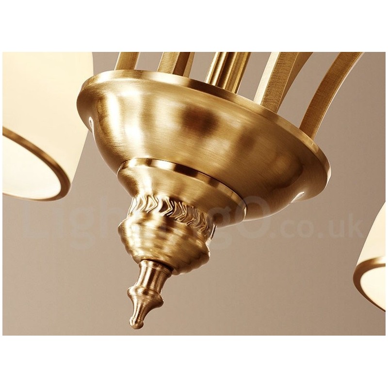 Designer Touch Decorative Pure Brass Large Luxurious Rustic Retro Vintage Brass Pendant Chandelier with Glass Shades