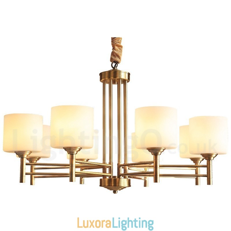 Designer Touch Decorative Pure Brass Large Luxurious Rustic Retro Vintage Brass Pendant Chandelier with Glass Shades
