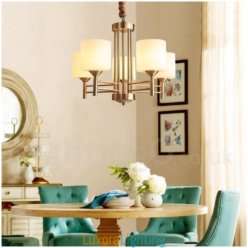 Designer Touch Decorative Pure Brass Large Luxurious Rustic Retro Vintage Brass Pendant Chandelier with Glass Shades