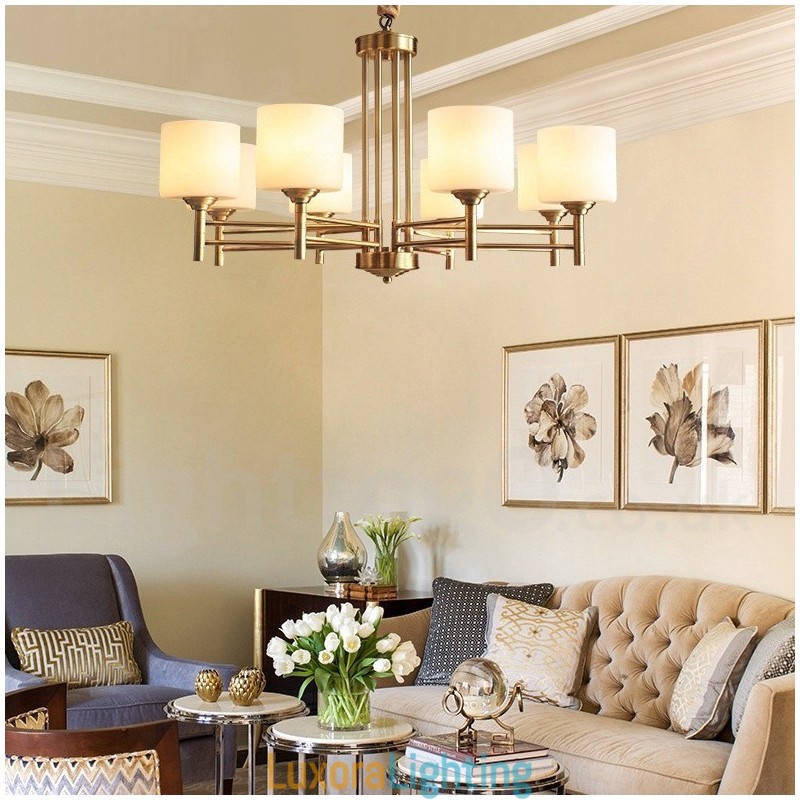 Designer Touch Decorative Pure Brass Large Luxurious Rustic Retro Vintage Brass Pendant Chandelier with Glass Shades