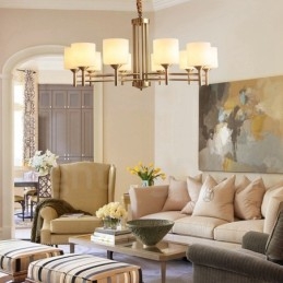 Designer Touch Decorative Pure Brass Large Luxurious Rustic Retro Vintage Brass Pendant Chandelier with Glass Shades