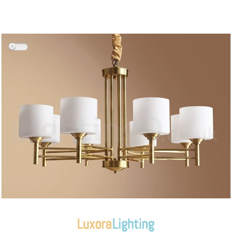 Designer Touch Decorative Pure Brass Large Luxurious Rustic Retro Vintage Brass Pendant Chandelier with Glass Shades