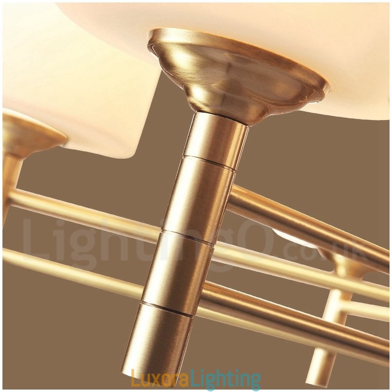 Designer Touch Decorative Pure Brass Large Luxurious Rustic Retro Vintage Brass Pendant Chandelier with Glass Shades