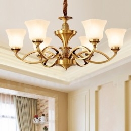 Designer Touch Decorative Pure Brass Large Luxurious Rustic Retro Vintage Brass Pendant Chandelier with Glass Shades