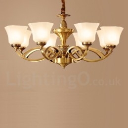 Designer Touch Decorative Pure Brass Large Luxurious Rustic Retro Vintage Brass Pendant Chandelier with Glass Shades