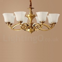 Designer Touch Decorative Pure Brass Large Luxurious Rustic Retro Vintage Brass Pendant Chandelier with Glass Shades