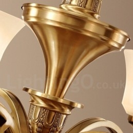 Designer Touch Decorative Pure Brass Large Luxurious Rustic Retro Vintage Brass Pendant Chandelier with Glass Shades