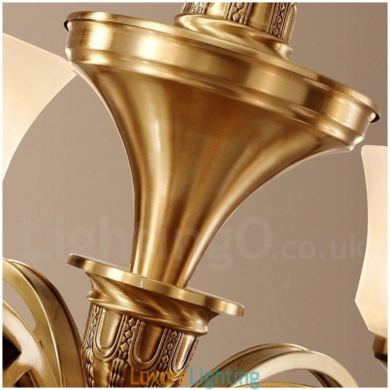 Designer Touch Decorative Pure Brass Large Luxurious Rustic Retro Vintage Brass Pendant Chandelier with Glass Shades