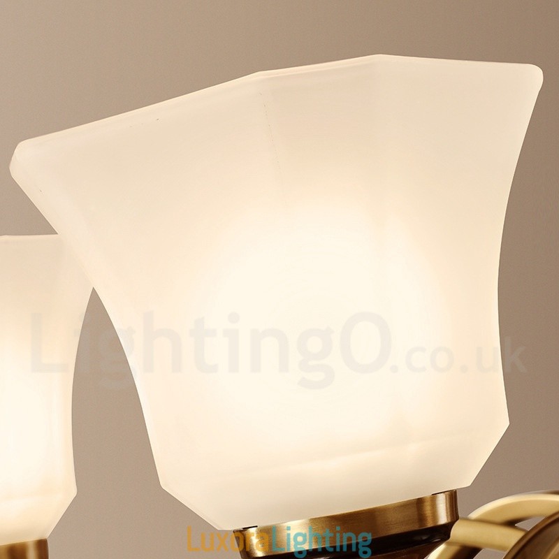 Designer Touch Decorative Pure Brass Large Luxurious Rustic Retro Vintage Brass Pendant Chandelier with Glass Shades