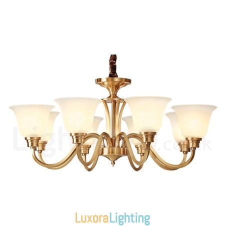 Designer Touch Decorative Pure Brass Large Luxurious Rustic Retro Vintage Solid Brass Pendant Chandelier with Glass Shades