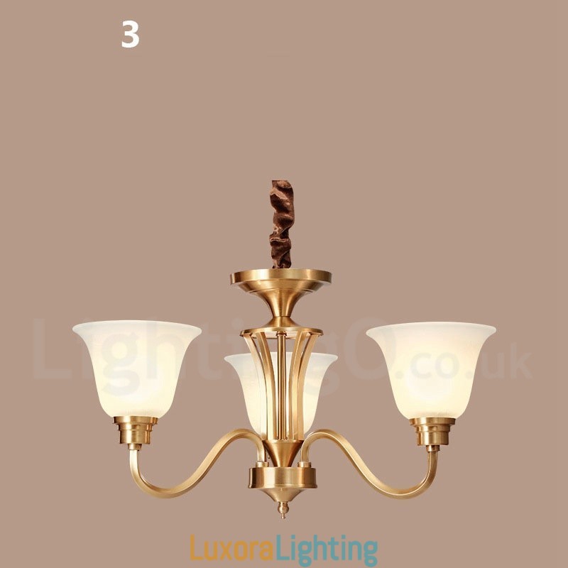Designer Touch Decorative Pure Brass Large Luxurious Rustic Retro Vintage Solid Brass Pendant Chandelier with Glass Shades