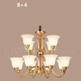 Designer Touch Decorative Pure Brass Large Luxurious Rustic Retro Vintage Solid Brass Pendant Chandelier with Glass Shades