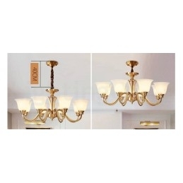 Designer Touch Decorative Pure Brass Large Luxurious Rustic Retro Vintage Solid Brass Pendant Chandelier with Glass Shades