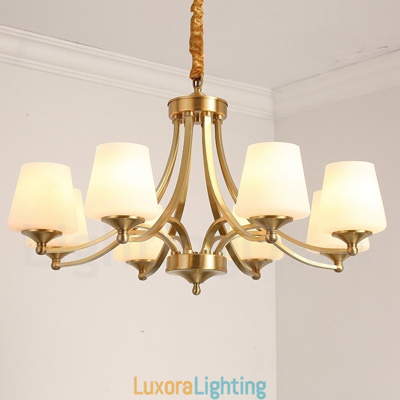 Designer Touch Decorative Pure Brass Large Luxurious Rustic Retro Vintage Brass Pendant Chandelier with Glass Shades