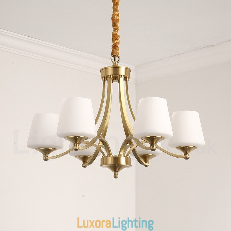 Designer Touch Decorative Pure Brass Large Luxurious Rustic Retro Vintage Brass Pendant Chandelier with Glass Shades