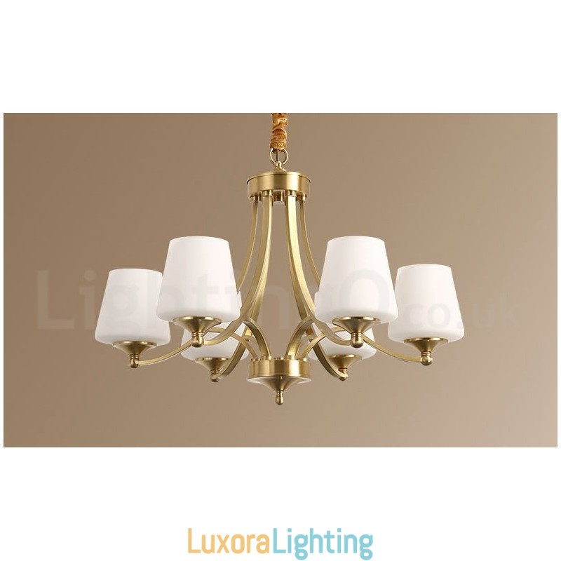 Designer Touch Decorative Pure Brass Large Luxurious Rustic Retro Vintage Brass Pendant Chandelier with Glass Shades