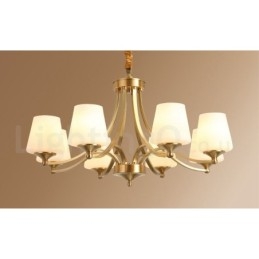 Designer Touch Decorative Pure Brass Large Luxurious Rustic Retro Vintage Brass Pendant Chandelier with Glass Shades