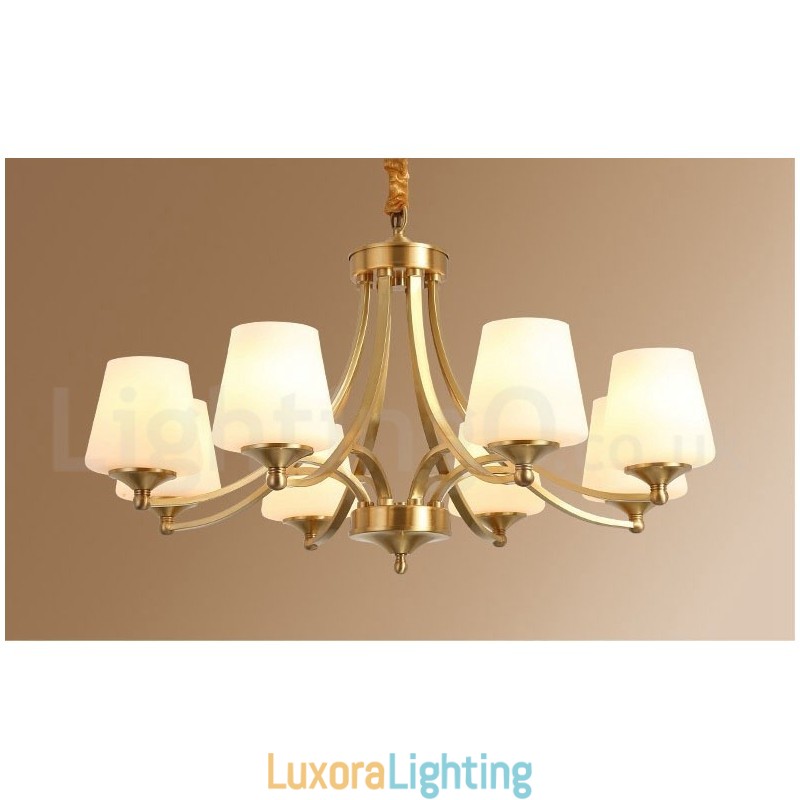 Designer Touch Decorative Pure Brass Large Luxurious Rustic Retro Vintage Brass Pendant Chandelier with Glass Shades