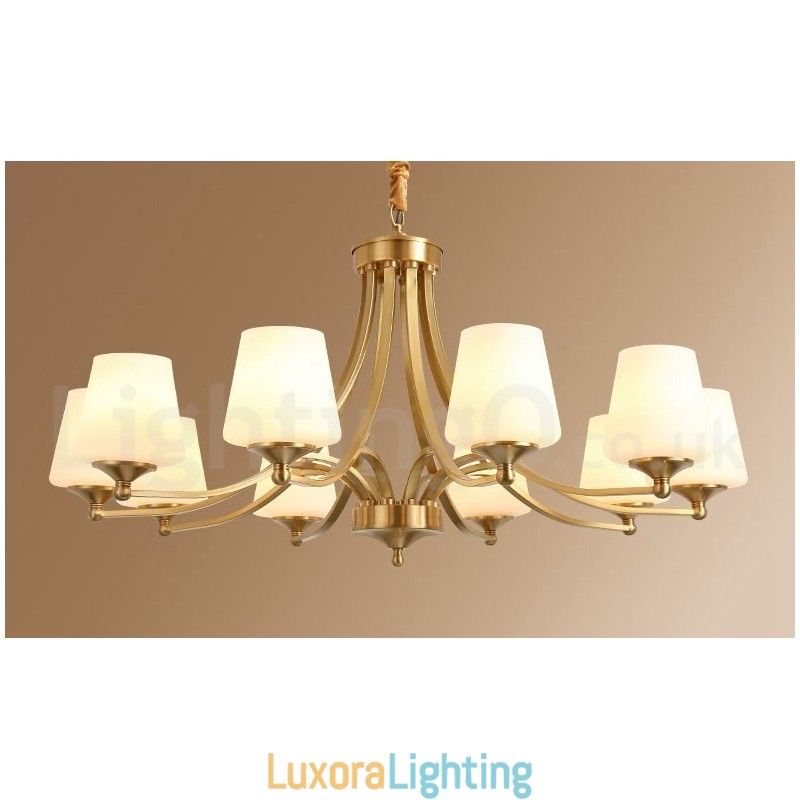 Designer Touch Decorative Pure Brass Large Luxurious Rustic Retro Vintage Brass Pendant Chandelier with Glass Shades