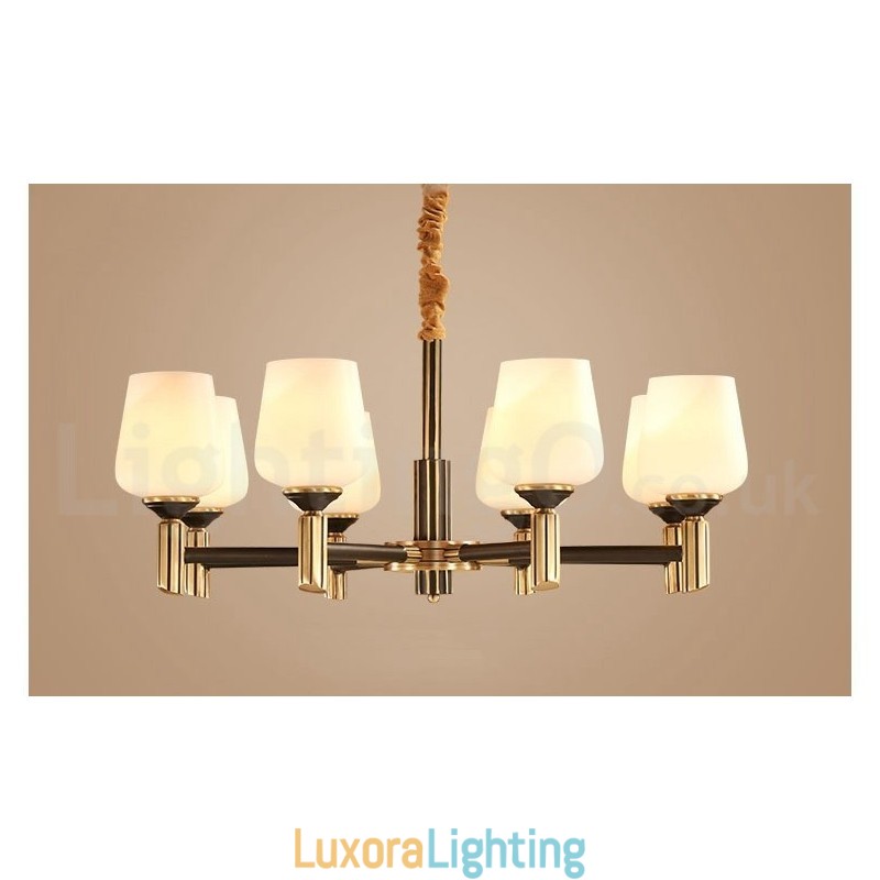 Designer Touch Decorative Pure Brass Large Luxurious Rustic Retro Vintage Brass Pendant Chandelier with Glass Shades