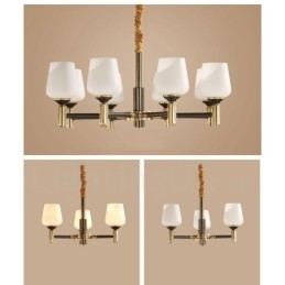 Designer Touch Decorative Pure Brass Large Luxurious Rustic Retro Vintage Brass Pendant Chandelier with Glass Shades