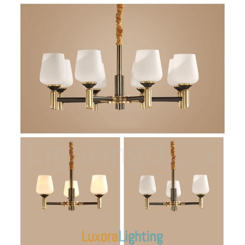 Designer Touch Decorative Pure Brass Large Luxurious Rustic Retro Vintage Brass Pendant Chandelier with Glass Shades