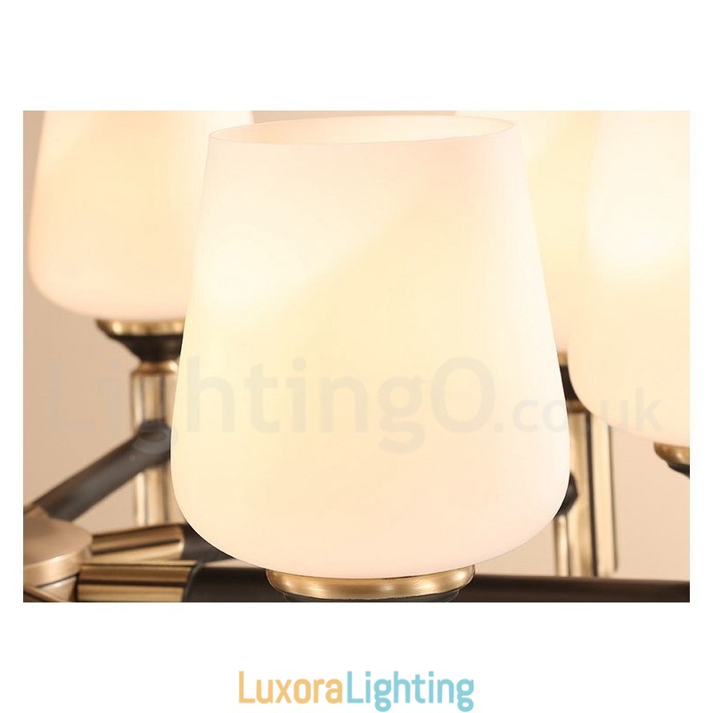 Designer Touch Decorative Pure Brass Large Luxurious Rustic Retro Vintage Brass Pendant Chandelier with Glass Shades