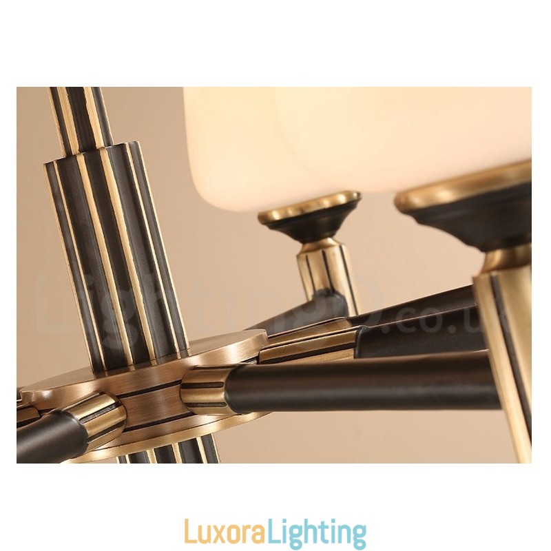 Designer Touch Decorative Pure Brass Large Luxurious Rustic Retro Vintage Brass Pendant Chandelier with Glass Shades