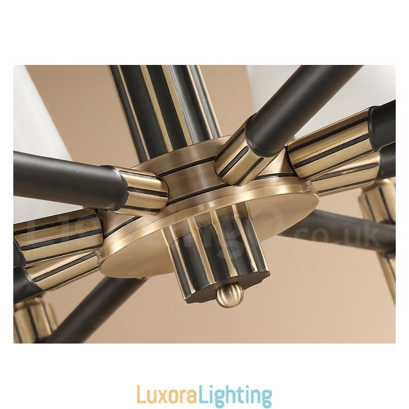 Designer Touch Decorative Pure Brass Large Luxurious Rustic Retro Vintage Brass Pendant Chandelier with Glass Shades