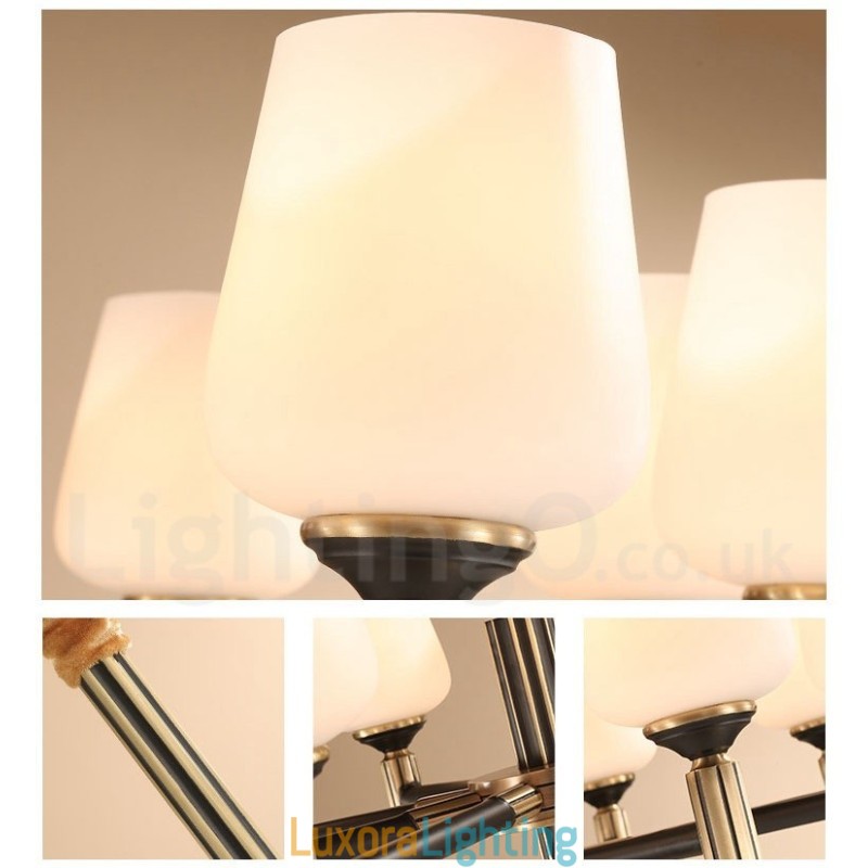 Designer Touch Decorative Pure Brass Large Luxurious Rustic Retro Vintage Brass Pendant Chandelier with Glass Shades