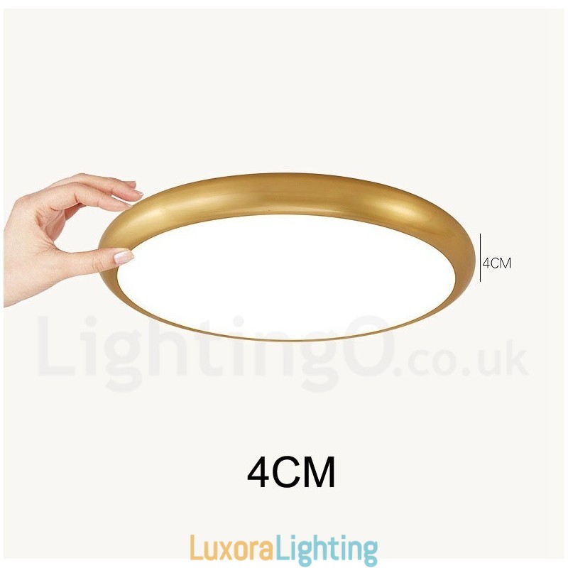 Designer Touch Decorative Ultra Thin Dimmable Modern Contemporary Nordic Style Flush Mount Brass Ceiling Lights with Acrylic Shade Also Can Be Used As Wall Light