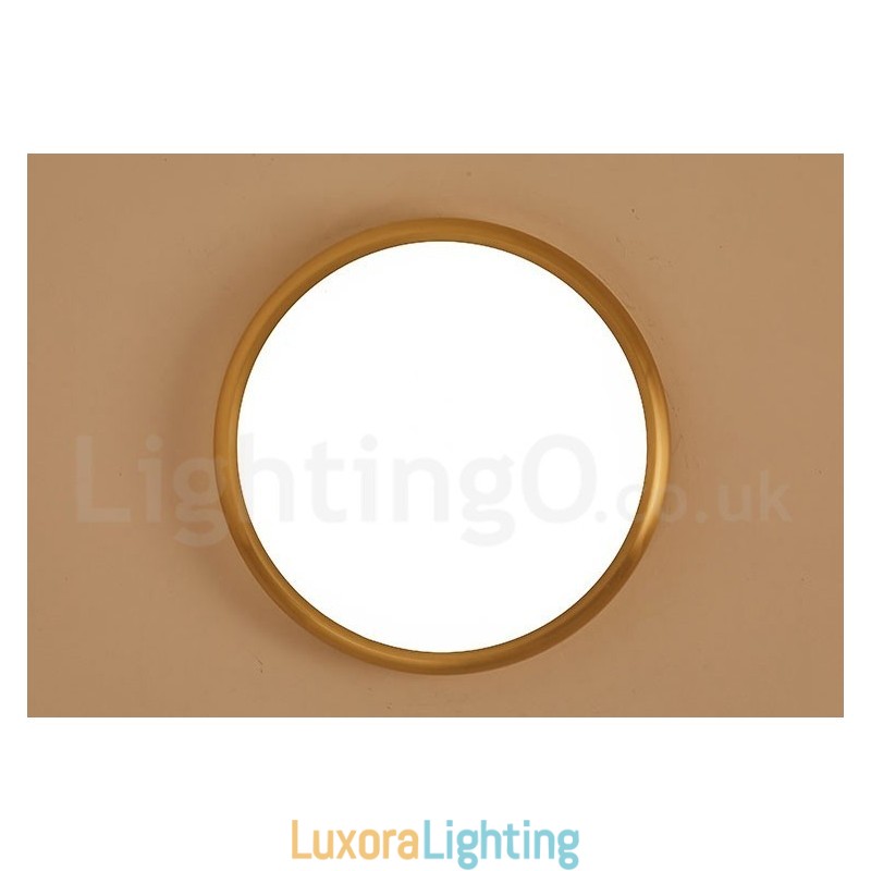 Designer Touch Decorative Ultra Thin Dimmable Modern Contemporary Nordic Style Flush Mount Brass Ceiling Lights with Acrylic Shade Also Can Be Used As Wall Light