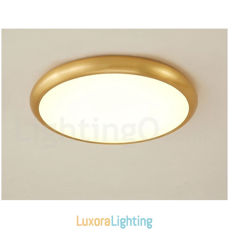 Designer Touch Decorative Ultra Thin Dimmable Modern Contemporary Nordic Style Flush Mount Brass Ceiling Lights with Acrylic Shade Also Can Be Used As Wall Light