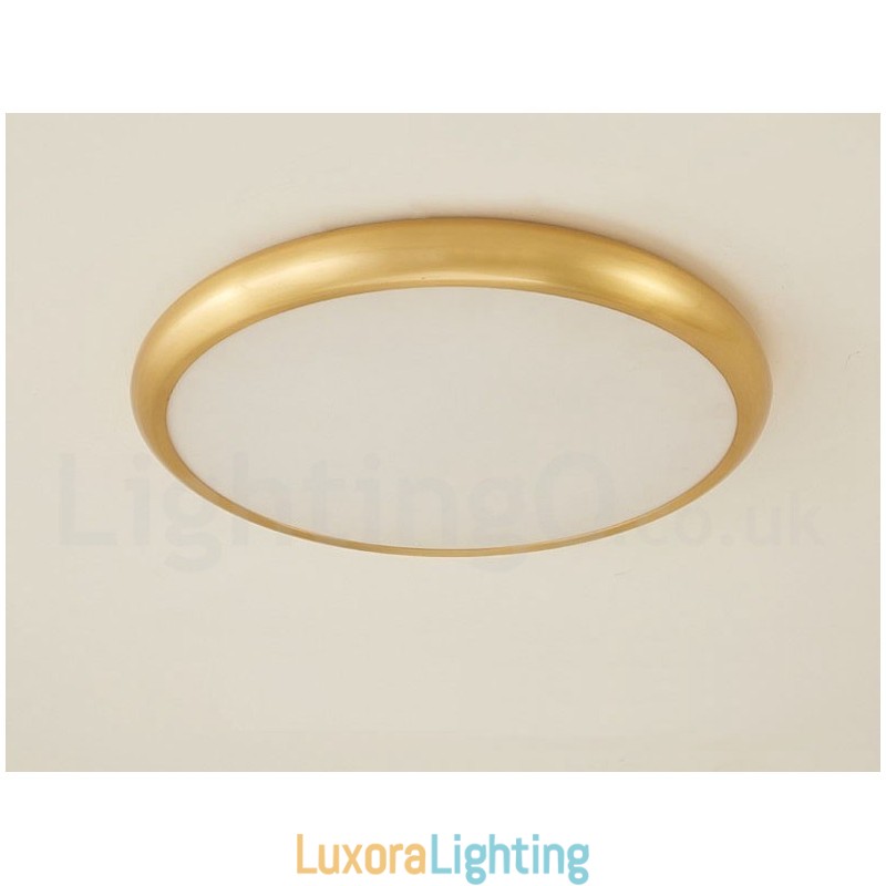 Designer Touch Decorative Ultra Thin Dimmable Modern Contemporary Nordic Style Flush Mount Brass Ceiling Lights with Acrylic Shade Also Can Be Used As Wall Light