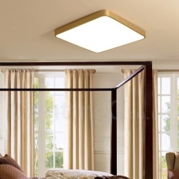 Designer Touch Decorative Ultra Thin Square Dimmable Modern Contemporary Nordic Style Flush Mount Brass Ceiling Lights with Acrylic Shade Also Can Be Used As Wall Light