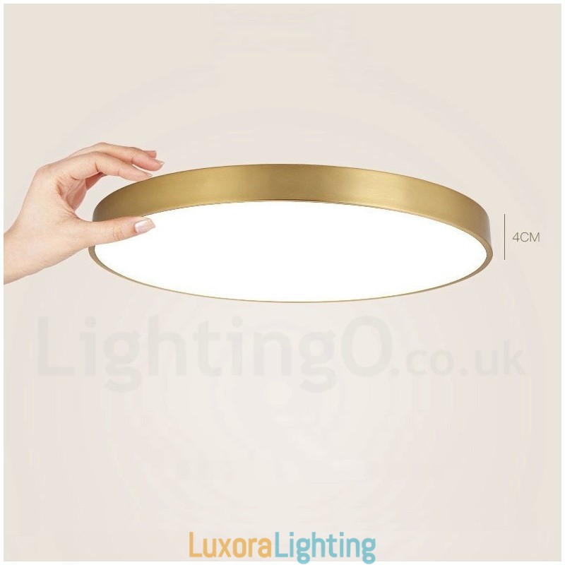Designer Touch Decorative Ultra Thin 100% Brass Round Dimmable Modern Contemporary Nordic Style Flush Mount Brass Ceiling Lights with Acrylic Shade Also Can Be Used As Wall Light