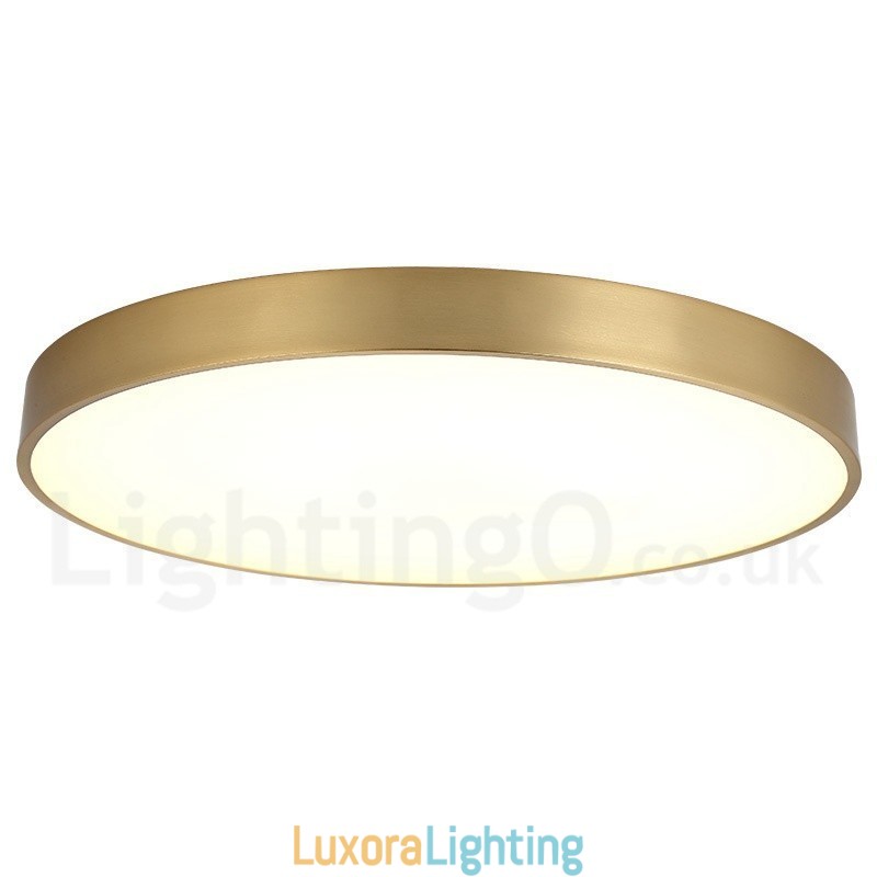 Designer Touch Decorative Ultra Thin 100% Brass Round Dimmable Modern Contemporary Nordic Style Flush Mount Brass Ceiling Lights with Acrylic Shade Also Can Be Used As Wall Light
