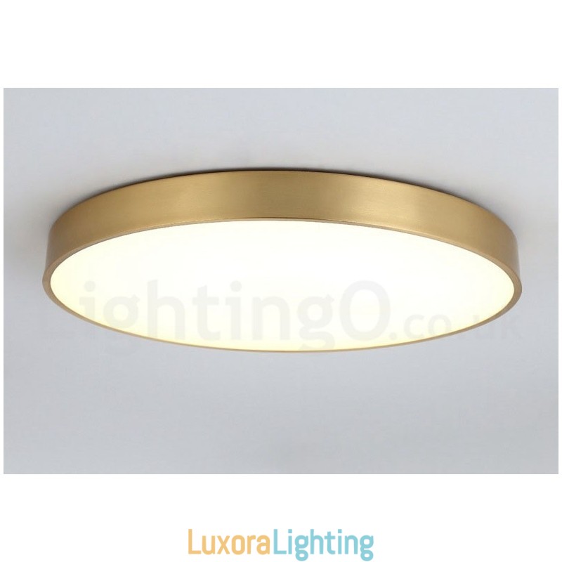 Designer Touch Decorative Ultra Thin 100% Brass Round Dimmable Modern Contemporary Nordic Style Flush Mount Brass Ceiling Lights with Acrylic Shade Also Can Be Used As Wall Light